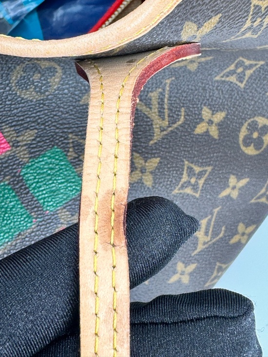 Louis Vuitton Monogram Canvas Tote with Green & Pink Center Stripe - Picture 5 of 16